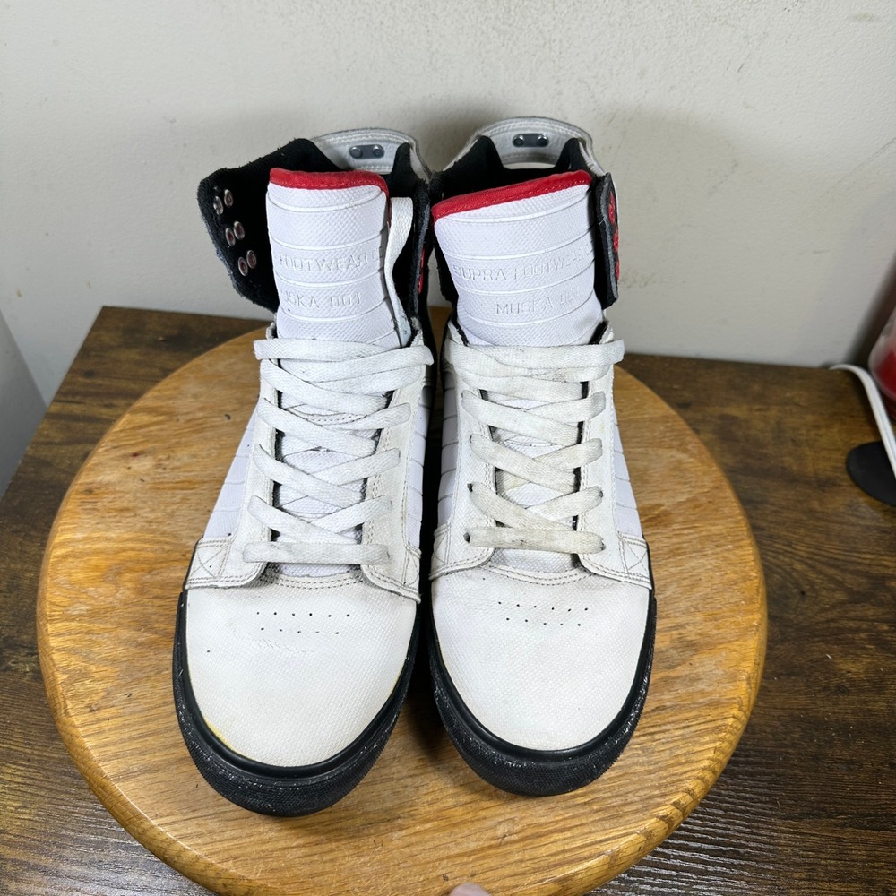Supra Skytop Muska 001 Chad Mens White Black Red Skate Shoes S18184 Size 9.5 - Picture 3 of 8